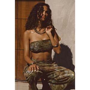 12th Tribe Kaia Moss Metallic Floral Strapless Top Size XSXS